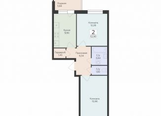 2-комнатная квартира на продажу, 52.9 м2, Воронеж