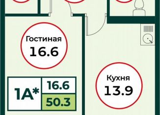 1-ком. квартира на продажу, 50.3 м2, посёлок Солонцы, ЖК Эко, 3