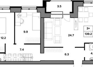 3-комнатная квартира на продажу, 139.2 м2, Ярославль, улица Шевелюха, 130