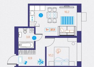 Продаю однокомнатную квартиру, 37.1 м2, Тюмень, улица Ветеранов Труда, 36к1