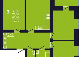 3-ком. квартира на продажу, 79.6 м2, Республика Башкортостан, улица Михаила Зайцева, 6
