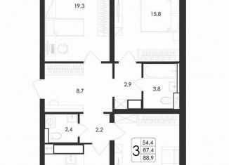 Продажа 3-ком. квартиры, 88.9 м2, Воронеж, улица Загоровского, 5/3