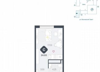 Продаю квартиру студию, 24.9 м2, Тюмень