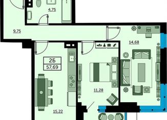 Продаю 2-ком. квартиру, 57.6 м2, Ростов-на-Дону, улица Ларина, 45с8, ЖК Сердце Ростова 2