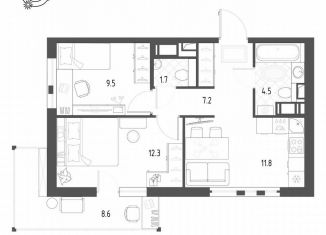 Продам двухкомнатную квартиру, 49.5 м2, посёлок Шушары