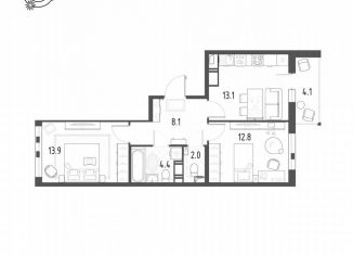 2-ком. квартира на продажу, 56.5 м2, посёлок Шушары