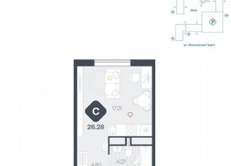 Квартира на продажу студия, 26.3 м2, Тюмень