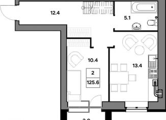 Двухкомнатная квартира на продажу, 125.6 м2, Ярославль, улица Шевелюха, 130