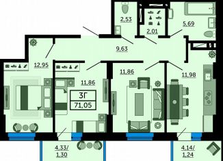 Продам 3-комнатную квартиру, 70.7 м2, Ростов-на-Дону, улица 23-я Линия, 54с4