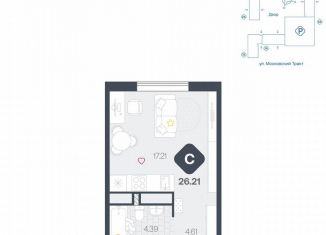 Квартира на продажу студия, 26.2 м2, Тюмень