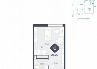 Продаю квартиру студию, 25.2 м2, Тюмень