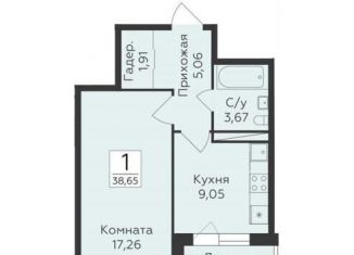 Продается 1-ком. квартира, 38.7 м2, Воронеж