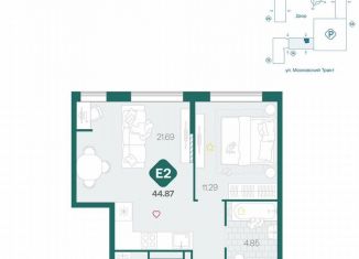 Продажа 2-комнатной квартиры, 44.9 м2, Красногорск, Речная улица, 2