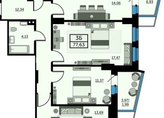 Продажа трехкомнатной квартиры, 77.6 м2, Ростов-на-Дону, улица 23-я Линия, 54с6