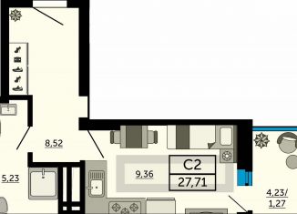 Продам квартиру студию, 27.3 м2, Ростов-на-Дону