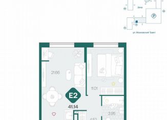 Продается 2-комнатная квартира, 41.1 м2, Тюмень