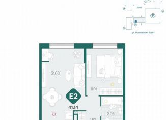 Продается двухкомнатная квартира, 41.1 м2, Тюмень