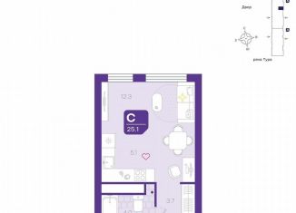 Продажа квартиры студии, 25.1 м2, Тюмень