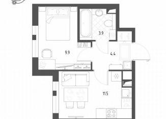 Продажа однокомнатной квартиры, 29.8 м2, посёлок Шушары