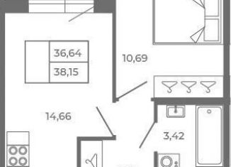 Продам 1-комнатную квартиру, 36.6 м2, Сертолово