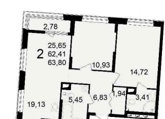 Продам 2-ком. квартиру, 63.8 м2, Рязань