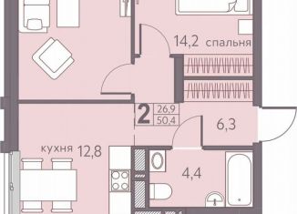 2-ком. квартира на продажу, 50.4 м2, Пермь