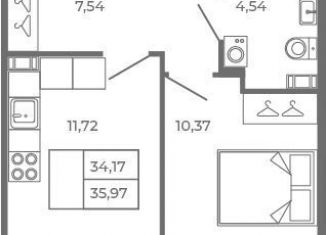 Продам 1-комнатную квартиру, 34.2 м2, Сертолово