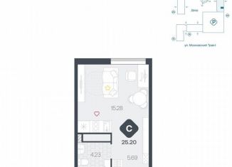 Продам квартиру студию, 25.2 м2, Тюмень