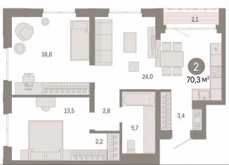 Продажа 2-ком. квартиры, 70.3 м2, Екатеринбург, переулок Фёдорова, 6, Ленинский район
