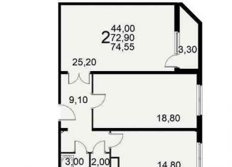 Двухкомнатная квартира на продажу, 74.6 м2, Рязань, Славянский проспект, 12