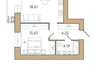 Продается 1-комнатная квартира, 42.4 м2, Пенза, 2-й проезд Свердлова, 25А