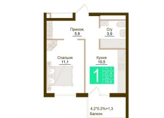 Продажа 1-комнатной квартиры, 32.7 м2, Крым