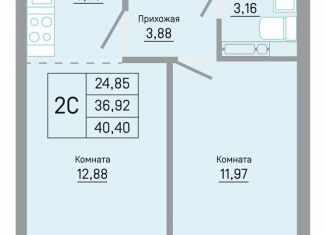 Продаю двухкомнатную квартиру, 40.4 м2, Пермь