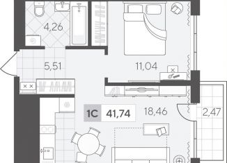 Однокомнатная квартира на продажу, 41.7 м2, Тюмень