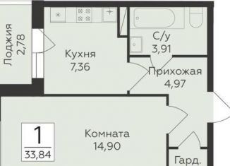 Продажа 1-комнатной квартиры, 33.8 м2, Воронеж