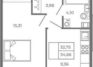 Продам 1-ком. квартиру, 32.8 м2, Сертолово