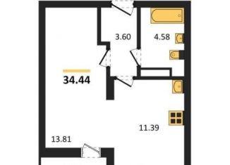 Однокомнатная квартира на продажу, 34.4 м2, Воронеж