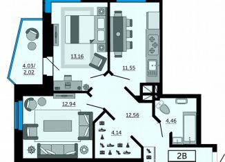 Продается двухкомнатная квартира, 60.8 м2, Ростов-на-Дону, Кировский район