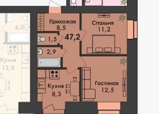 Продаю 2-ком. квартиру, 47.2 м2, Благовещенск, Игнатьевское шоссе, 12/2