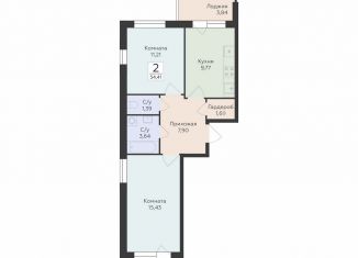 Продажа 2-ком. квартиры, 54.4 м2, Воронеж