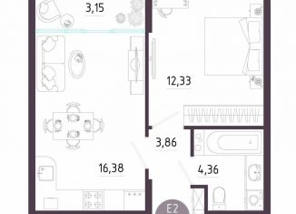 1-комнатная квартира на продажу, 40.1 м2, Тула, Пряничная улица, 8