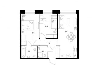 2-комнатная квартира на продажу, 56.7 м2, Санкт-Петербург, Василеостровский район, ЖК Шкиперский 19, к2