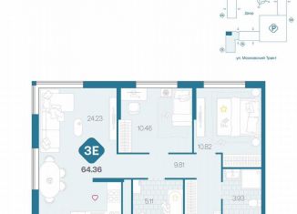 Продается 3-ком. квартира, 64.4 м2, Тюмень