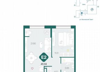 Двухкомнатная квартира на продажу, 41.1 м2, Тюмень