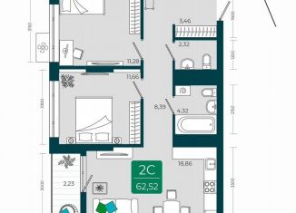 Продаю 2-комнатную квартиру, 62.5 м2, Тюмень, улица Василия Подшибякина, 9