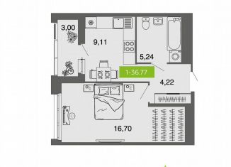 Продаю 1-комнатную квартиру, 36.8 м2, Архангельск, Октябрьский округ
