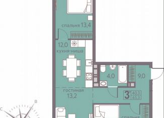 Продам 3-комнатную квартиру, 65.3 м2, Пермь