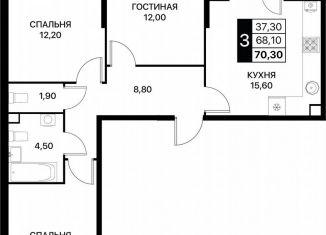 Продаю 3-ком. квартиру, 70.3 м2, Ростов-на-Дону