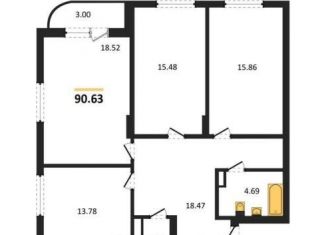 Продам 3-комнатную квартиру, 90.6 м2, Воронеж