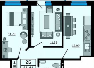 Продажа двухкомнатной квартиры, 51.4 м2, Ростов-на-Дону, Кировский район